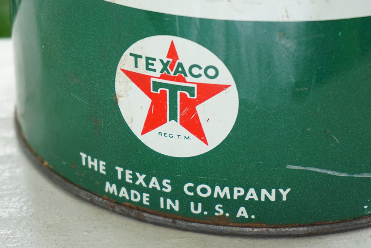 Vintage TEXACO Gas Station Starfak Grease M 5 Pound Tin Can w/ Cover. Made in U.S.A.