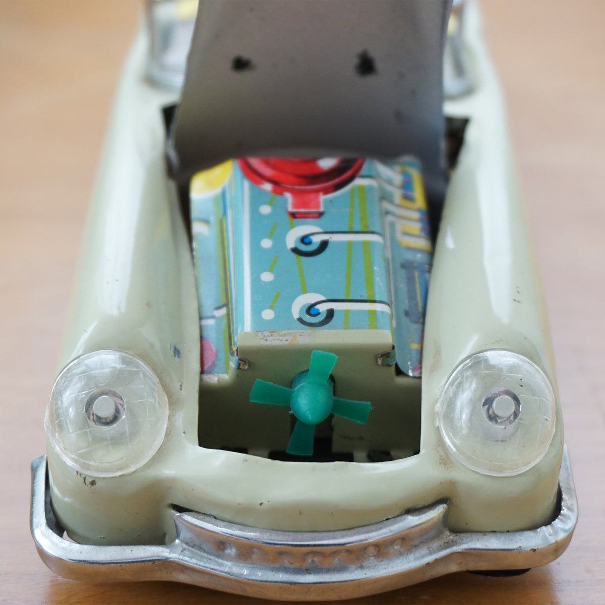 1960s Vintage LUCKY Tin Litho Front Engine Action Friction Open