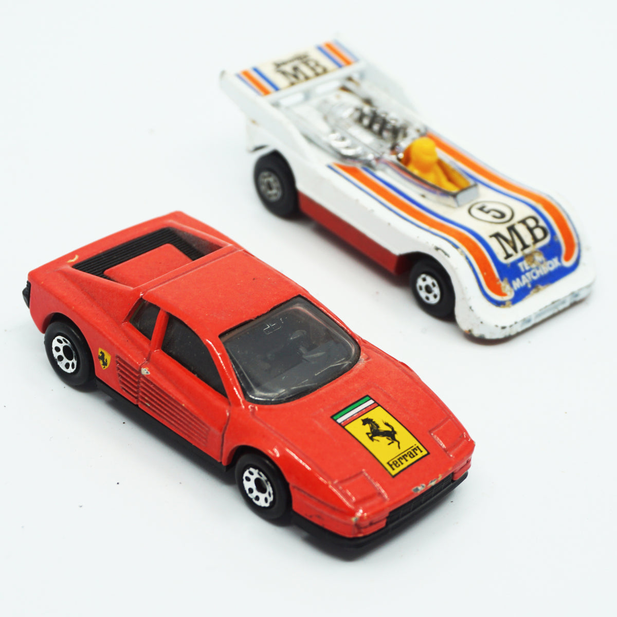 Set of Two Vintage Matchbox Early Diecast Cars. Ferrari Testarossa