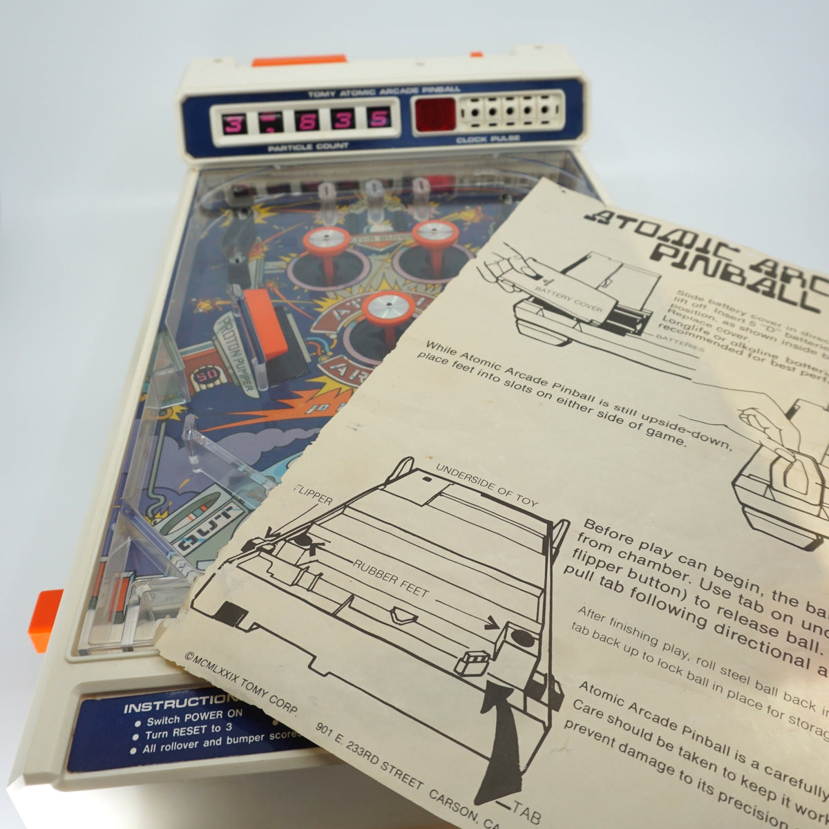 1979 Tomy Atomic Arcade Pinball Arcade Game Sustainable Deco, Inc.