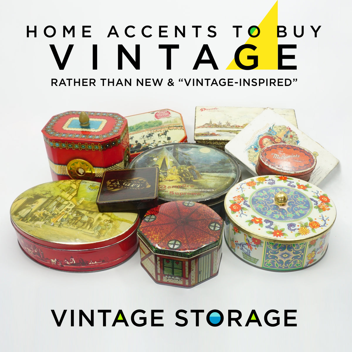 ヴィンテージ・トフィー缶バスケット Vintage Riley's Toffee Tin Litho Container. Horse Parade Scene Lid