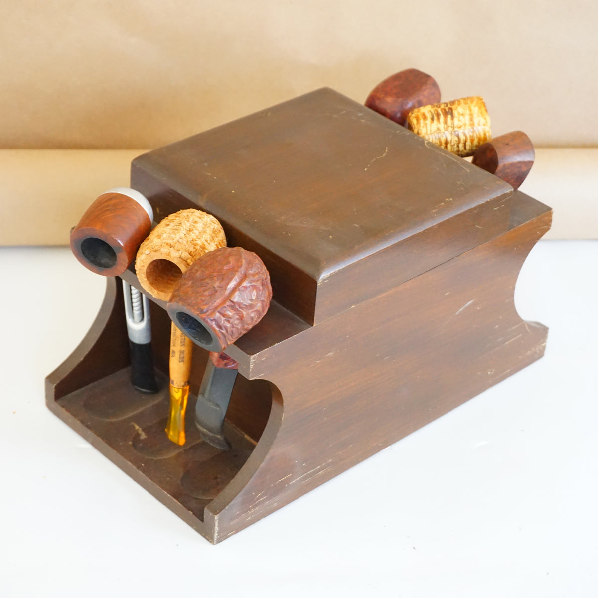 Vintage PATTBERG NOVELTY Wood Pipe Cigar Holder Humidor with 6 Pipes Sustainable Deco, Inc.