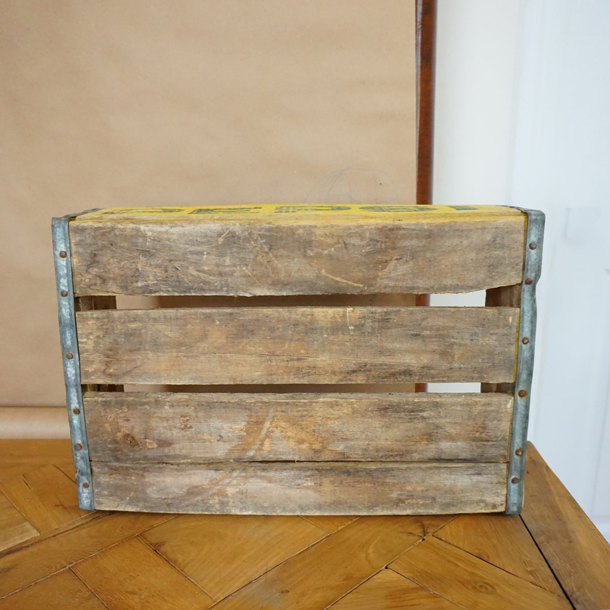 1970s Vintage PEPSI COLA Soda Bottles Yellow Tray Crate Container