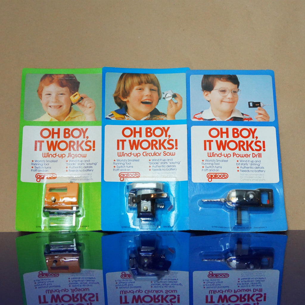1980 Set of 3 Vintage LEWIS GALOOB "Oh Boy, It Works!" Mini-Tools 3024/2, 3, 4.