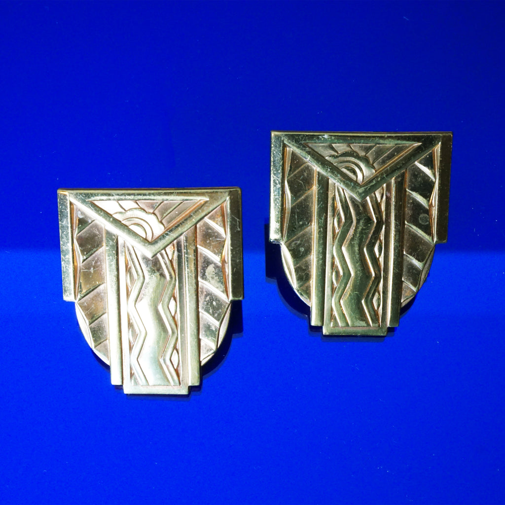 1980s Vintage Art Deco Stylish Clip-on Earrings