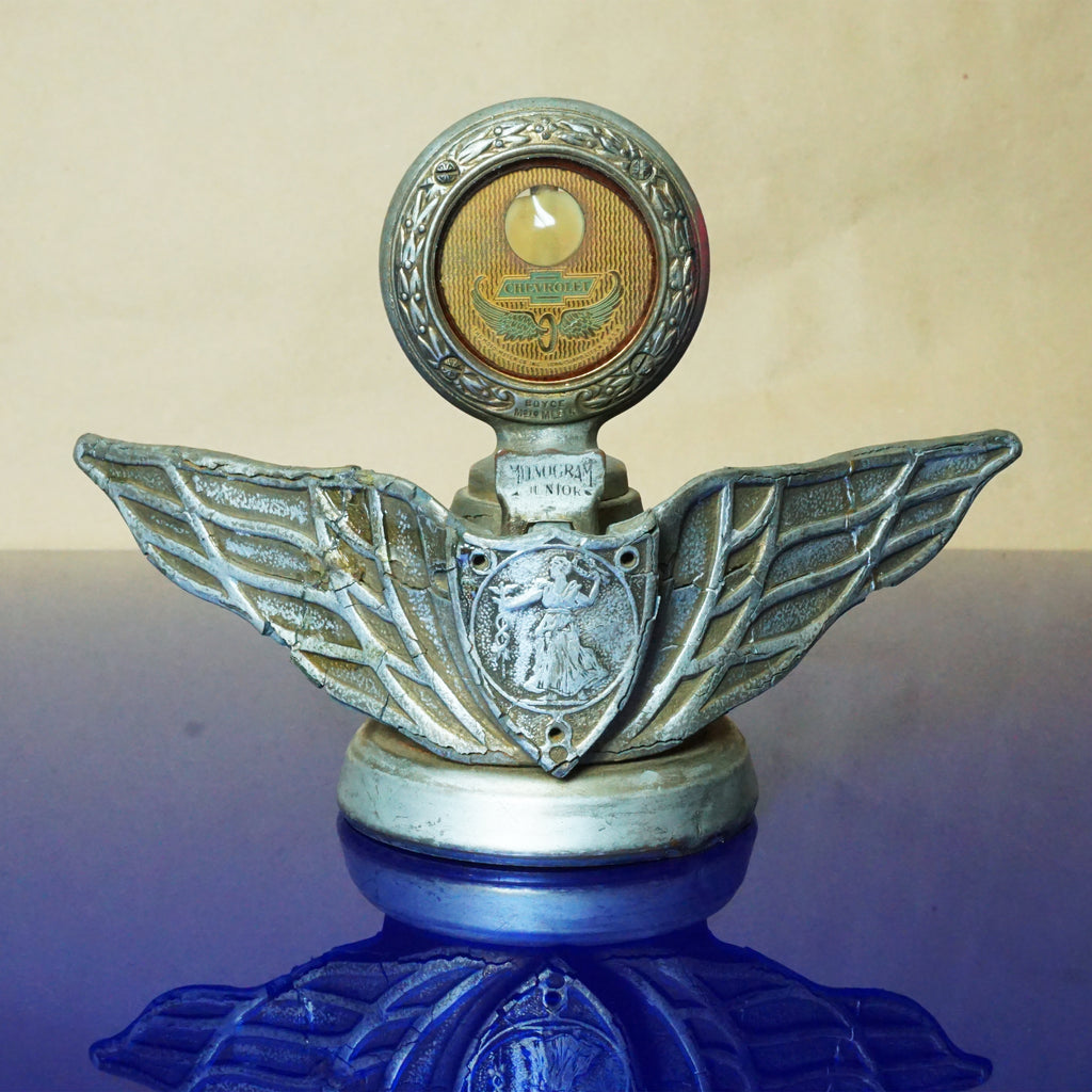 1916–1927 Antique BOYCE MOTOMETER Chevy Monogram Junior Winged Radiator Cap