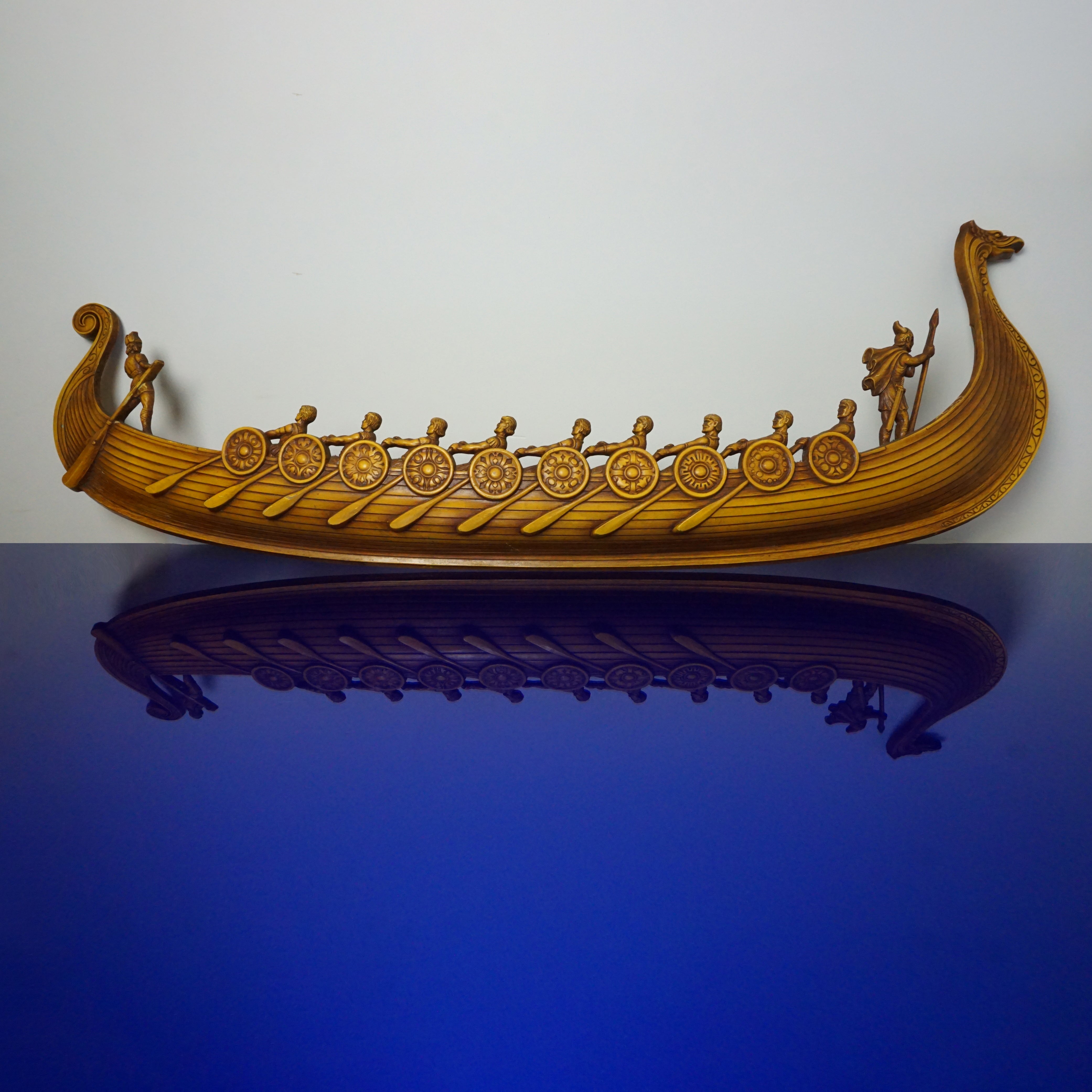 1960s Mid-Century Large MCMLX SYROCO Viking Ship Metal Wall Art. U.S.A.