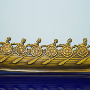 1960s Mid-Century Large MCMLX SYROCO Viking Ship Metal Wall Art. U.S.A.