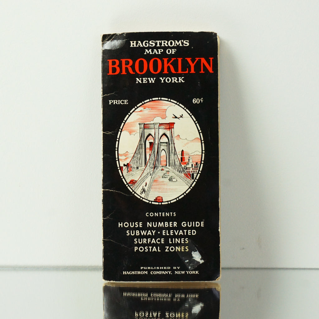 1950s Mid Century HAGSTROM'S Map Of Brooklyn New York Subway