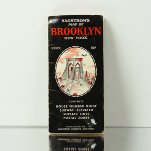 1950s Mid Century HAGSTROM'S Map Of Brooklyn New York Subway