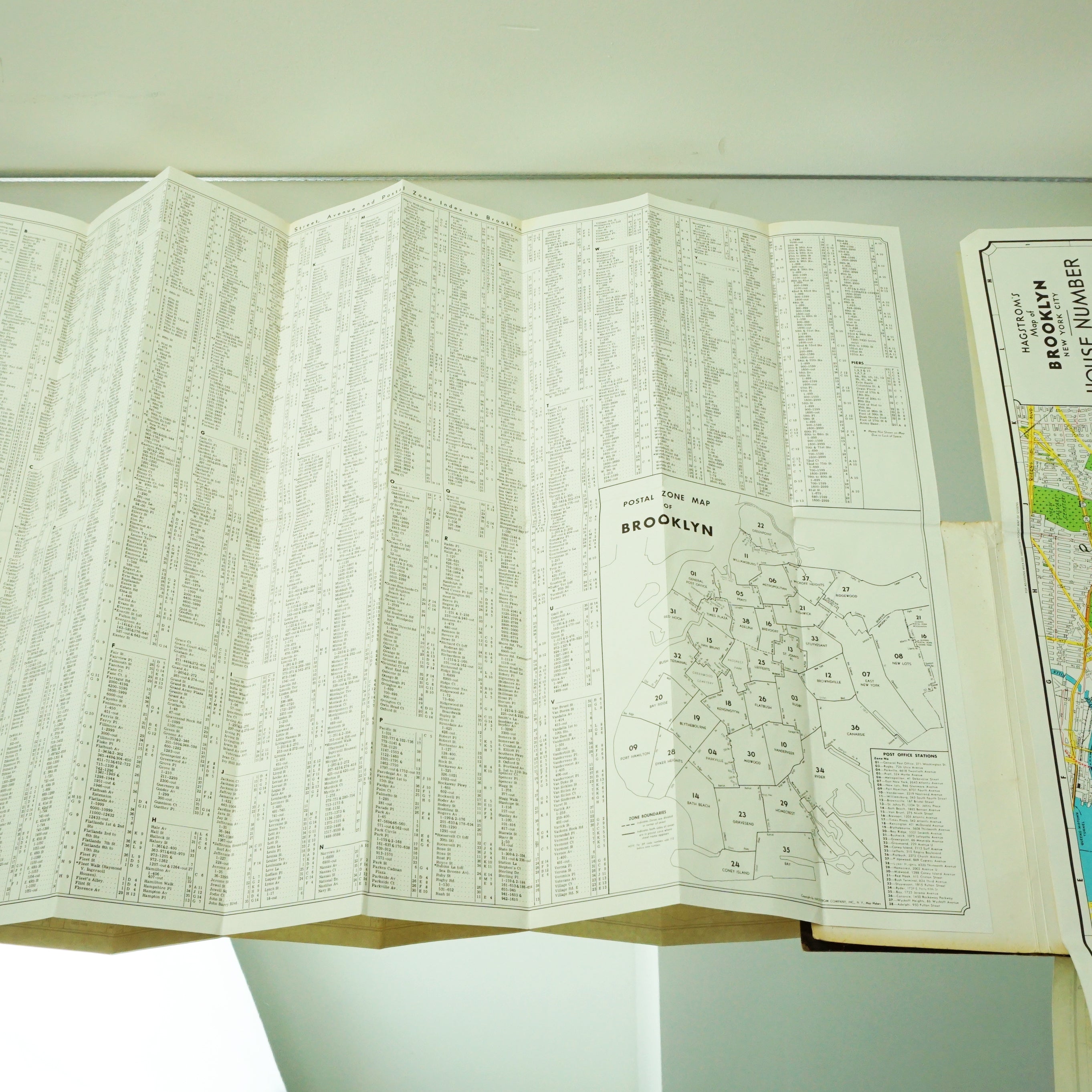 1950s Mid Century HAGSTROM'S Map Of Brooklyn New York Subway