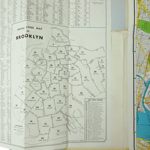 1950s Mid Century HAGSTROM'S Map Of Brooklyn New York Subway