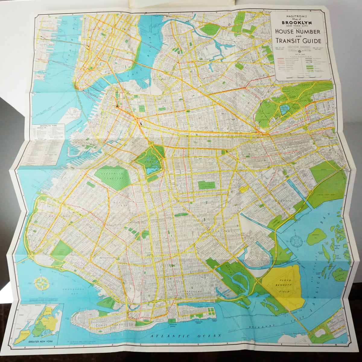 1950s Mid Century HAGSTROM'S Map Of Brooklyn New York Subway ...