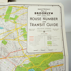 1950s Mid Century HAGSTROM'S Map Of Brooklyn New York Subway