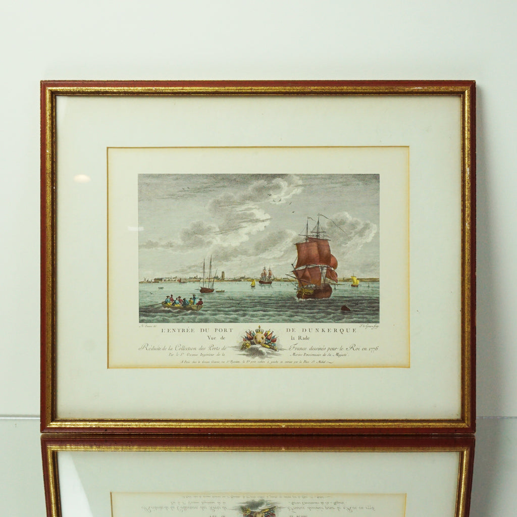 1980s Vintage "Entrée De Port De Dunkerque" by Nicolas M. Ozanne Framed Print