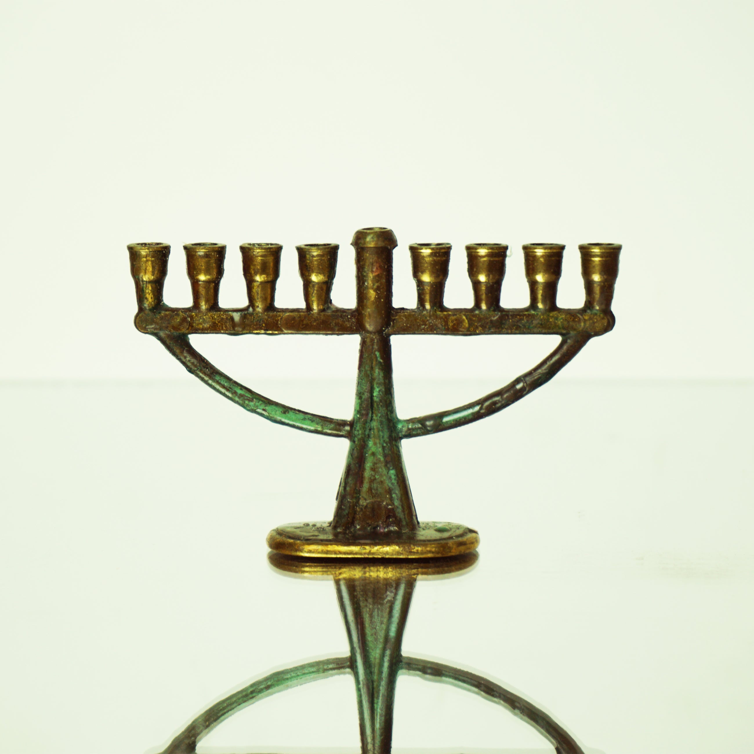 1980 Vintage Brass Happy Chanukah Menorah with Art Deco Box and Instruction Page