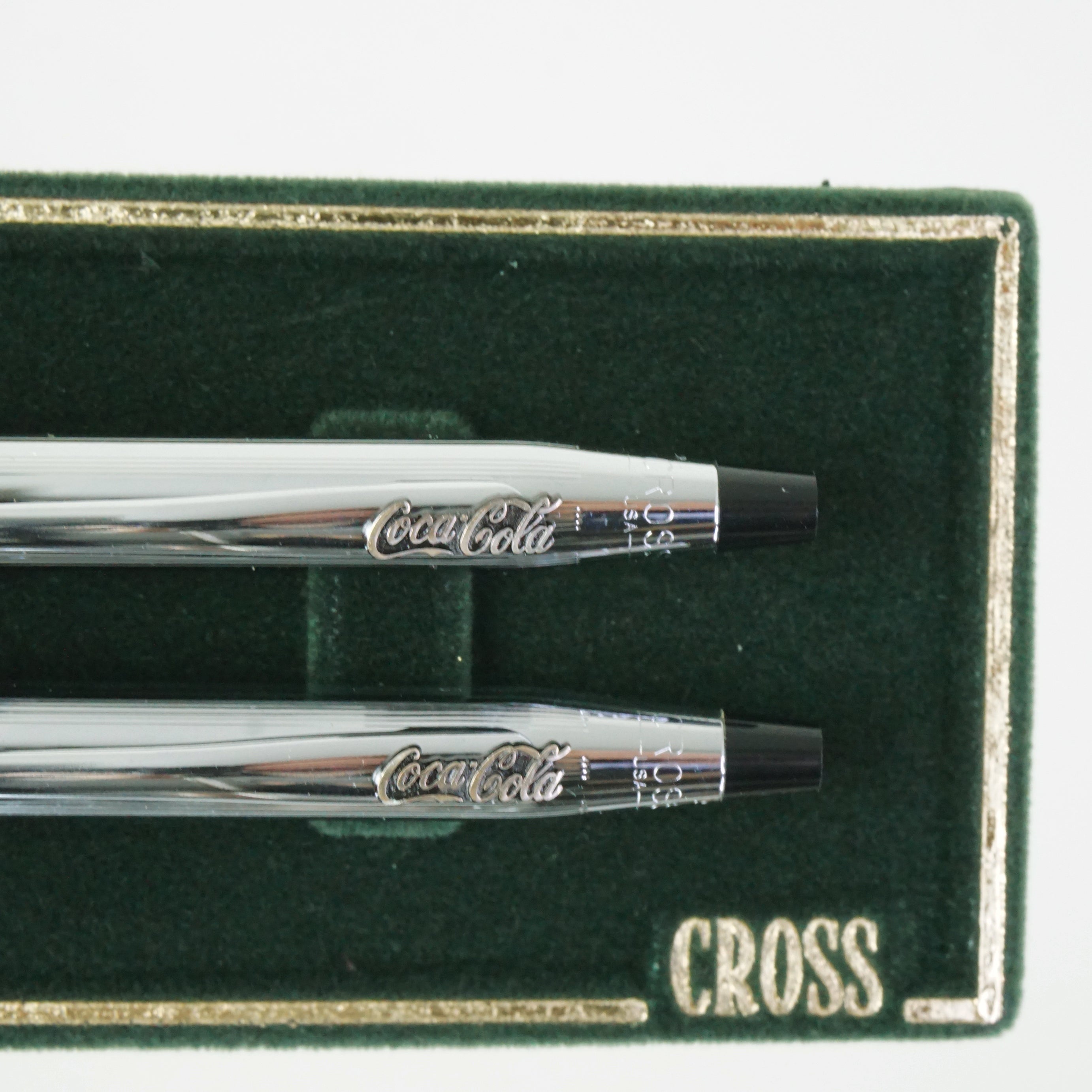 1990s Vintage CROSS Classic Century Chrome Pen & Pencil Set—Coca