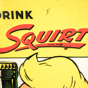 1986 Vintage Porcelain ANDRE ROONEY Little Squirt Soda Boy Sign