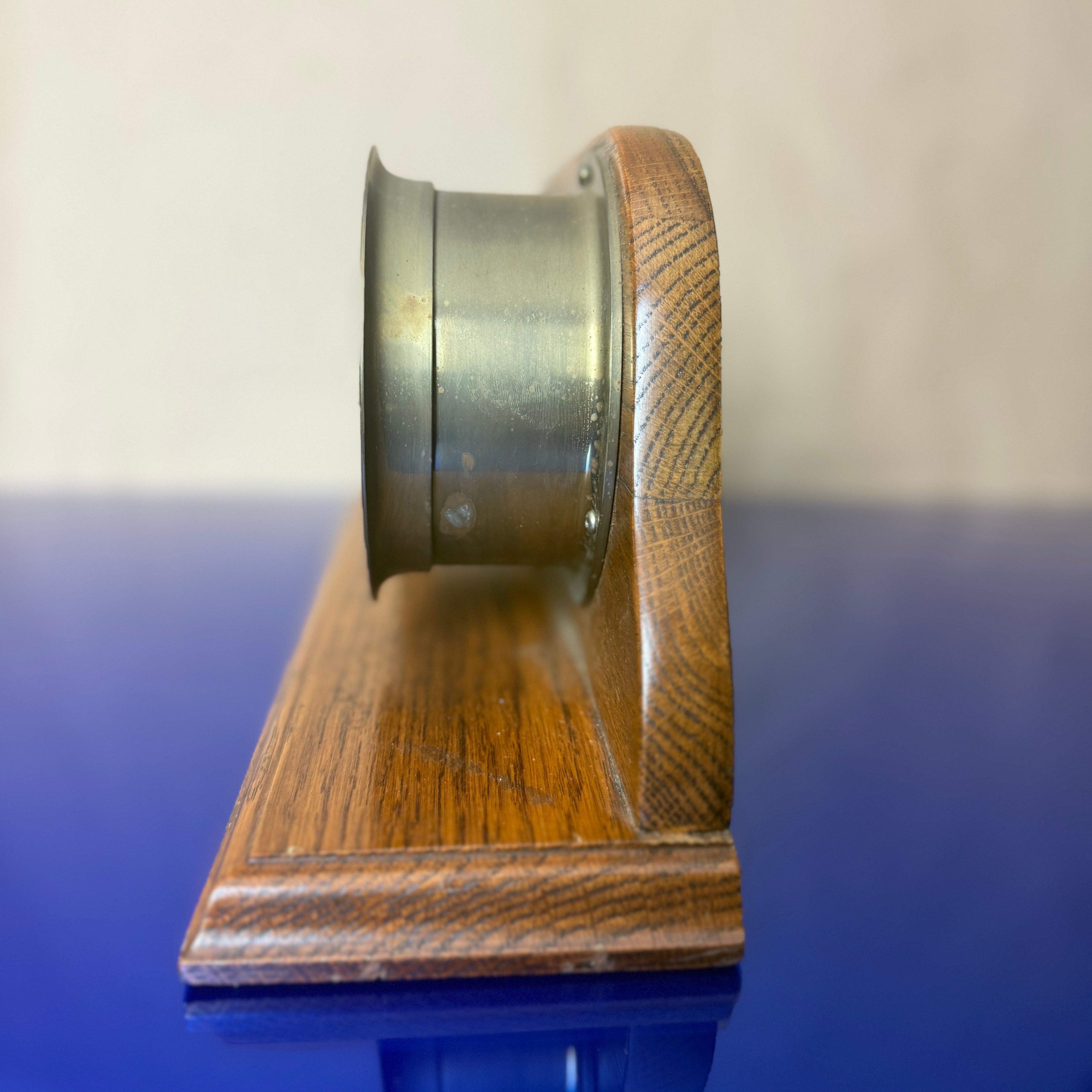 Set of 2 Vintage BEY-BERK INTERNATIONAL Ship Clock + Barometer w/ Wooden Stand.