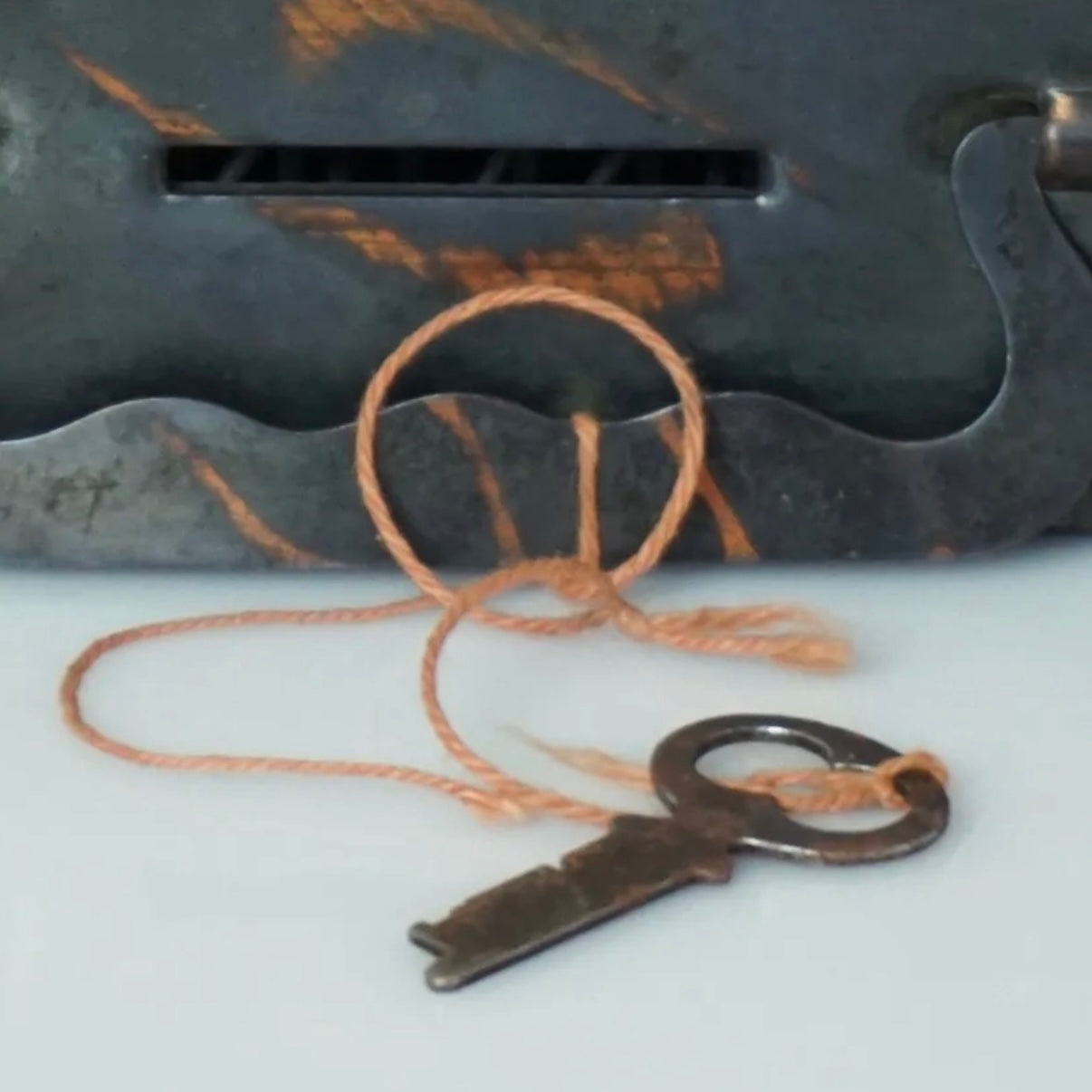 1903 Antique NUTRY Steel Money Bank w/ Key "Put Your Dimes and Dollars Here…"
