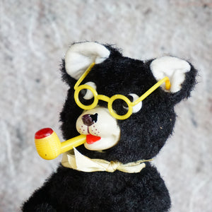 1950s Wind-Up TN TOYS NOMURA Boot Shining, Pipe Smoking Bear. Made in Japan.