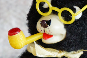 1950s Wind-Up TN TOYS NOMURA Boot Shining, Pipe Smoking Bear. Made in Japan.