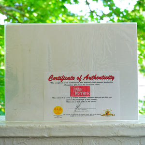 1993 PINK PANTHER Signed Original Hand Painted Cel & Hand Copied Background. AIA Certificate of Authenticity.