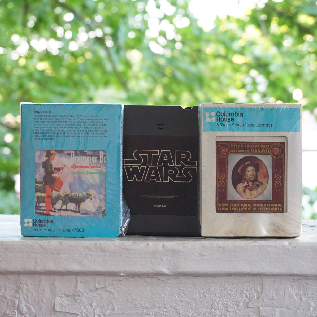 1970s Lot of 3 x 8-Track Stereo Tape Cartridges: STAR WARS, WILLIE NELSON, DRUMMER BOY