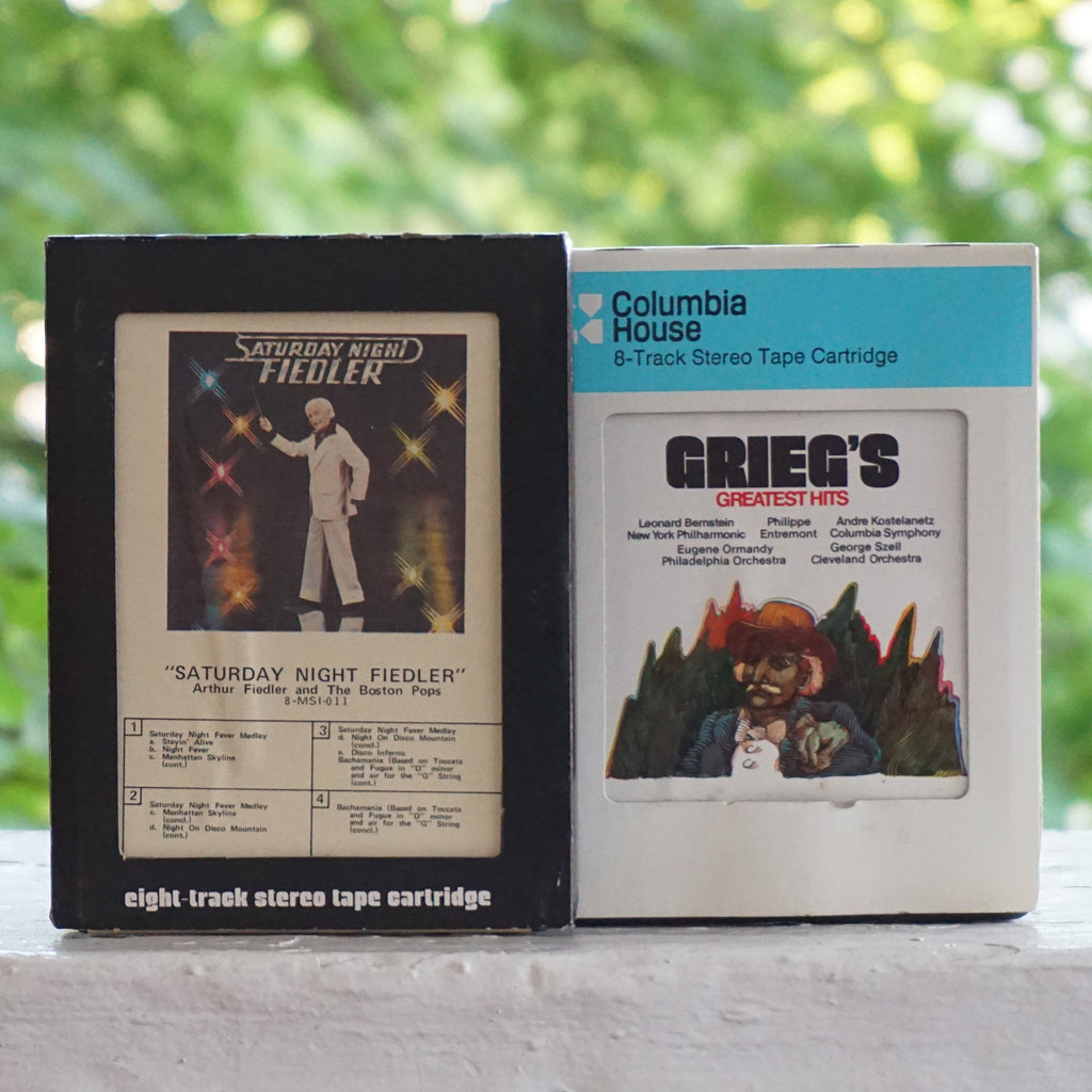 1970s Lot of 2 x 8-Track Stereo Tape Cartridges: Saturday Night Fiedler, Grieg's Greatest Hits