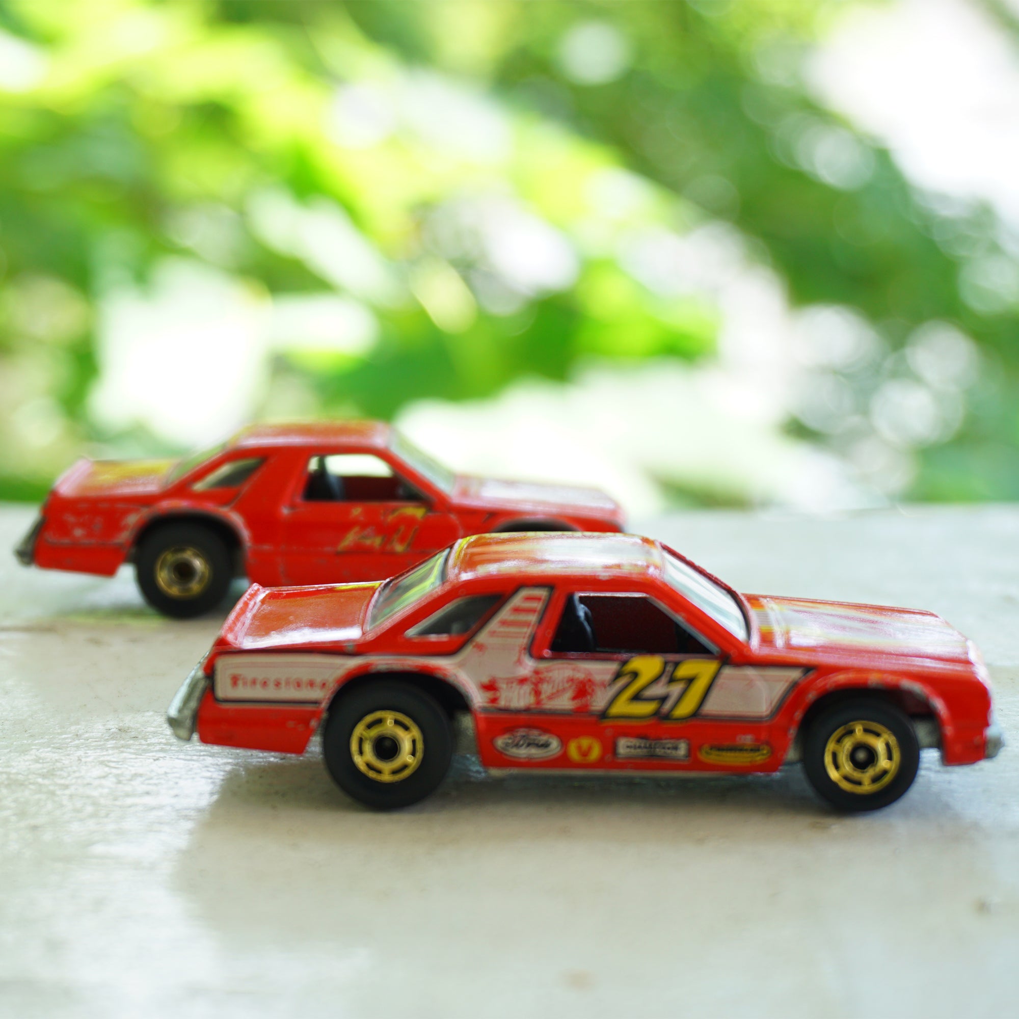 1981 Lot of 2 Vintage HOT WHEELS Frontrunnin' Fairmont 27 Fireball Jr. Cars. Made by Mattel, Inc.