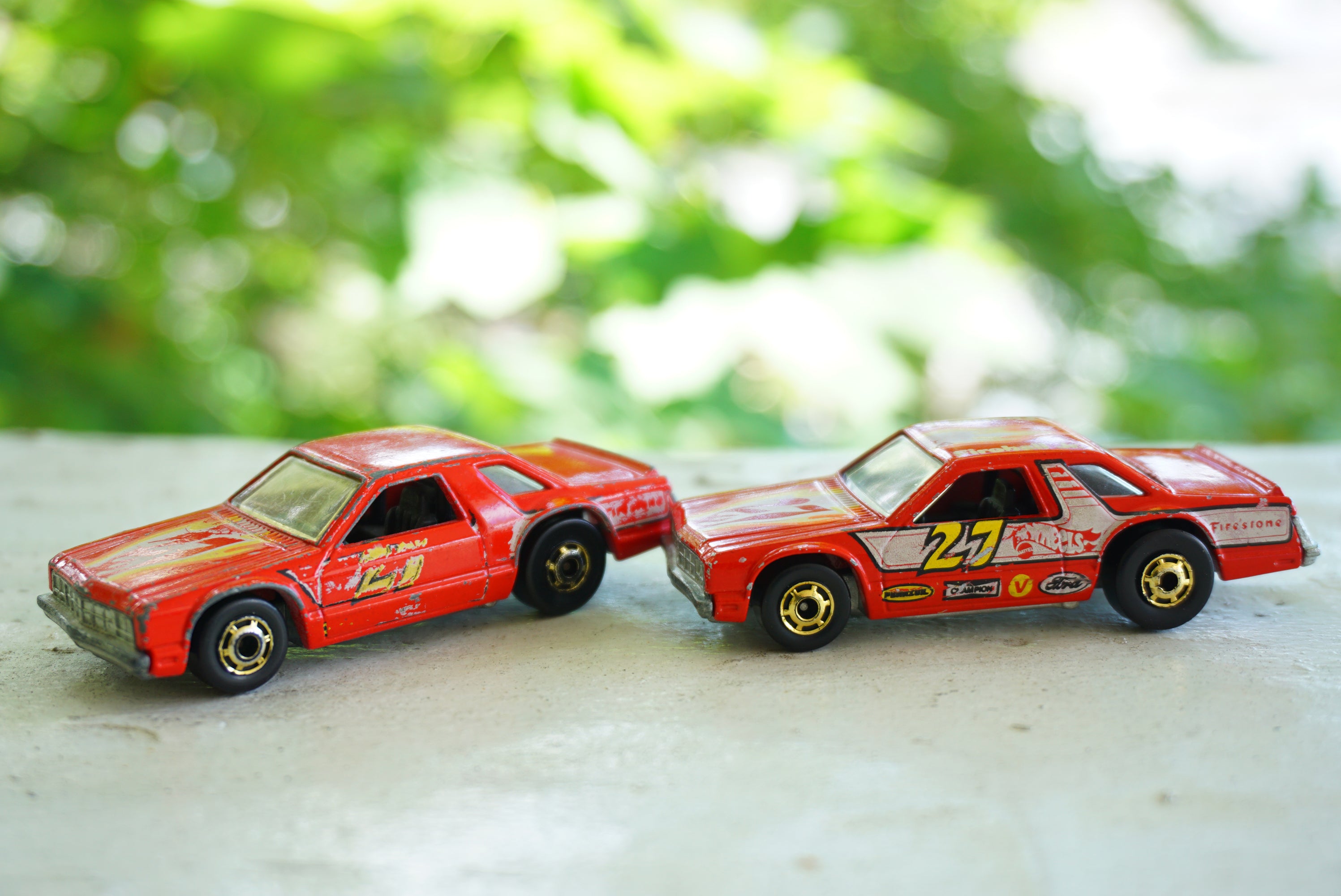 1981 Lot of 2 Vintage HOT WHEELS Frontrunnin' Fairmont 27 Fireball Jr. Cars. Made by Mattel, Inc.