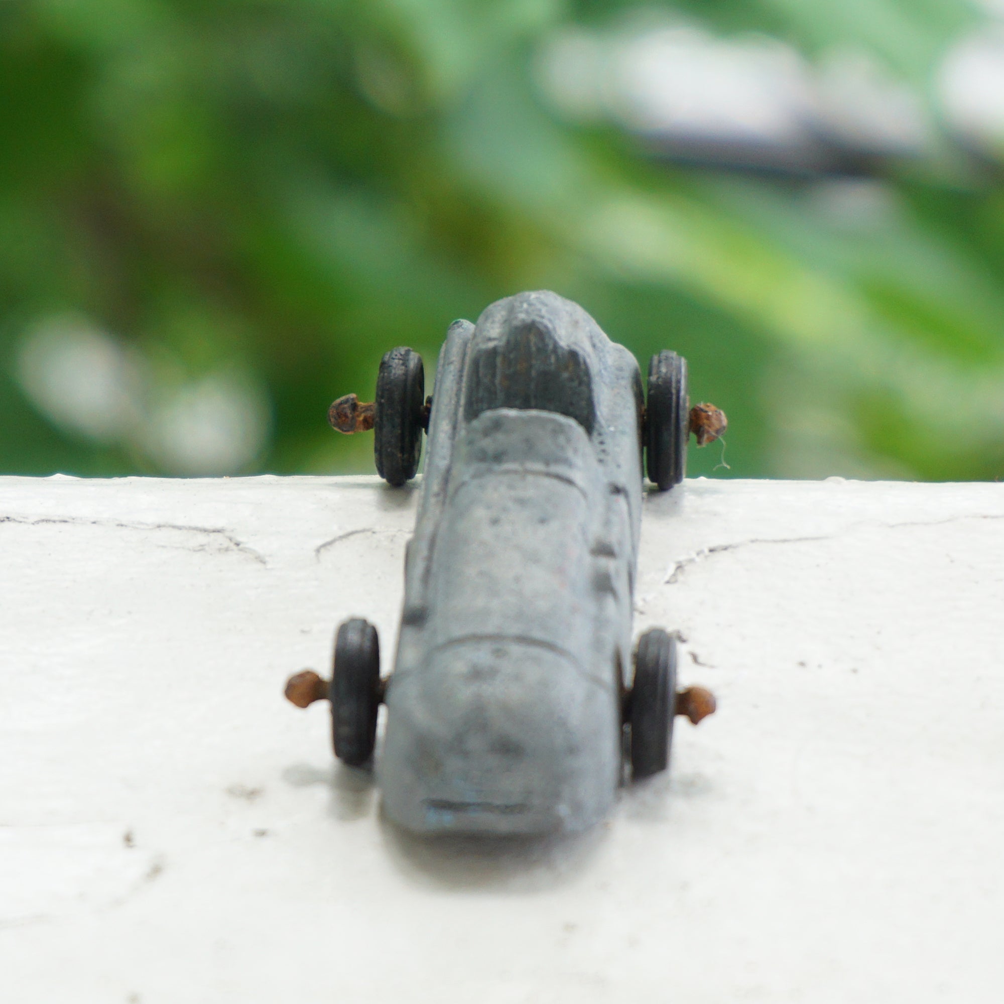 Vintage Diecast MIDGETOY Silver Old Toy Car. Made in Rockford, IL, U.S.A.