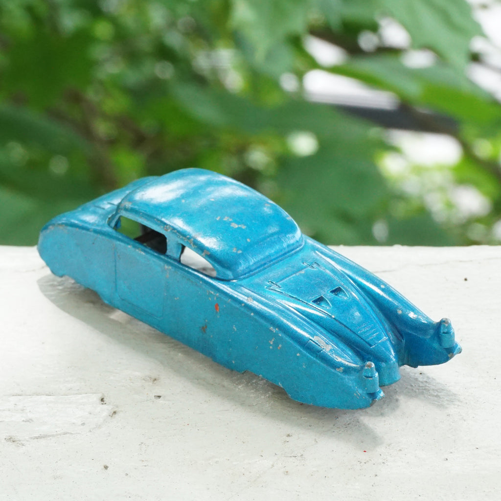 Vintage Diecast MIDGETOY Blue Old Toy Car. Made in Rockford, IL, U.S.A.