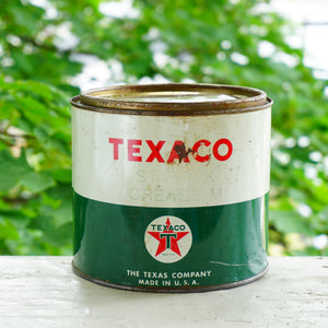 Vintage TEXACO Gas Station Starfak Grease M 5 Pound Tin Can w/ Cover. Made in U.S.A.