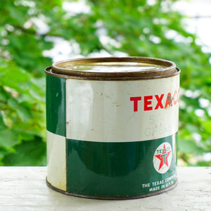 Vintage TEXACO Gas Station Starfak Grease M 5 Pound Tin Can w/ Cover. Made in U.S.A.