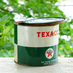 Vintage TEXACO Gas Station Starfak Grease M 5 Pound Tin Can w/ Cover. Made in U.S.A.