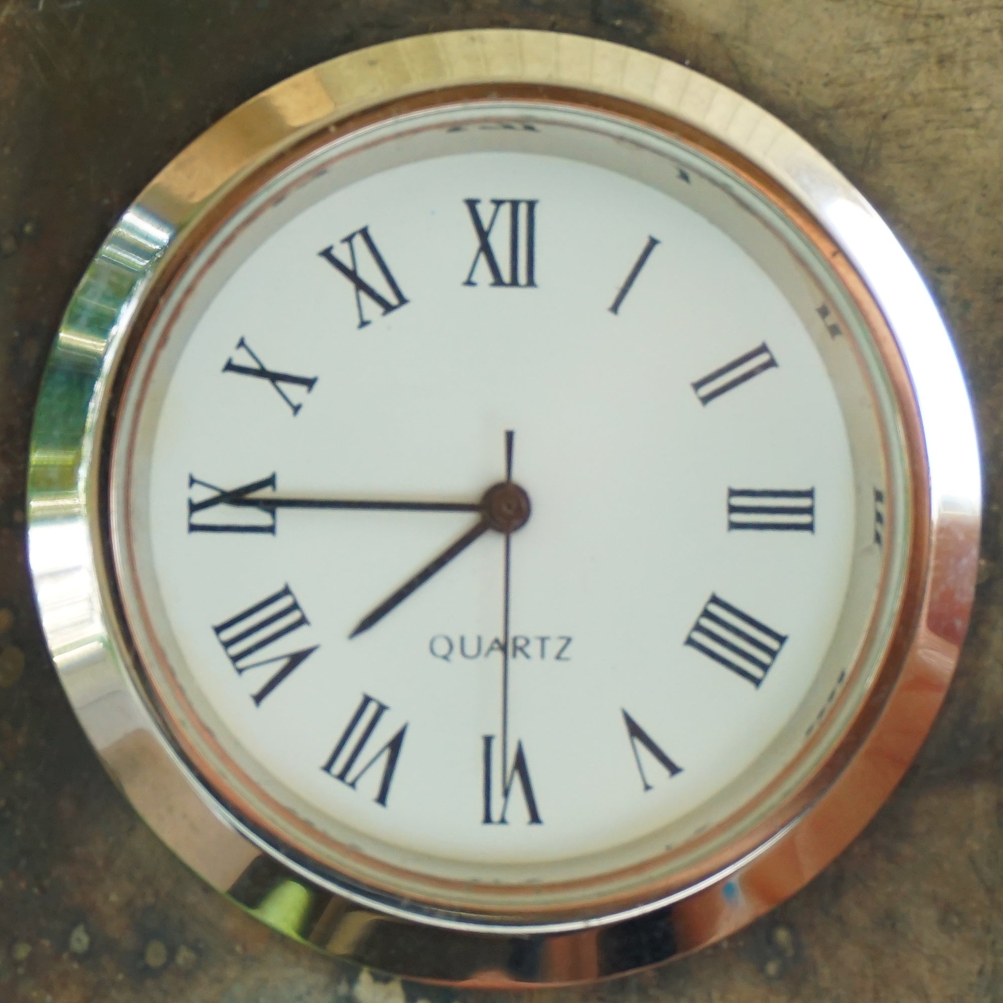 Vintage GODDINGER SILVER ART Nickel Silver Quartz Travel Clock. Kingsway Clock Face.