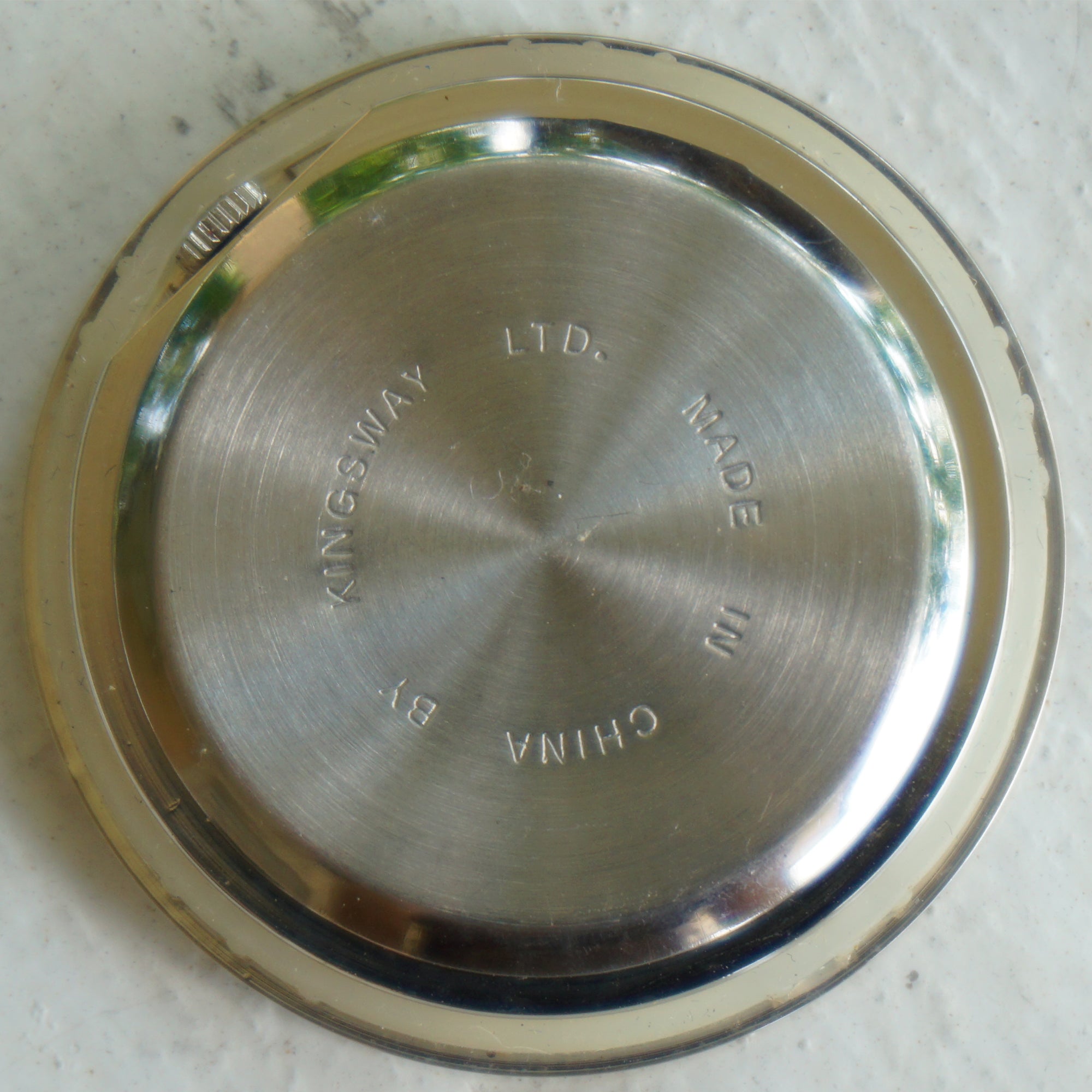 Vintage GODDINGER SILVER ART Nickel Silver Quartz Travel Clock. Kingsway Clock Face.
