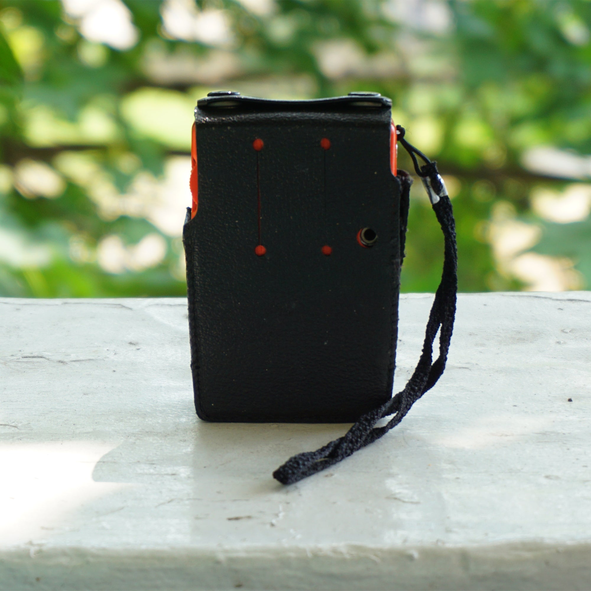 1960s Rare Vintage SONY Six Transistor Orange Pocket Radio with Leather Case. Model: TR-620. Made in Japan.