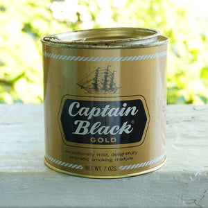 Vintage LANE LIMITED Captain Black Gold Smoking Mixture 7 OZ Tin Litho Can w/ Cover. Made in New York.