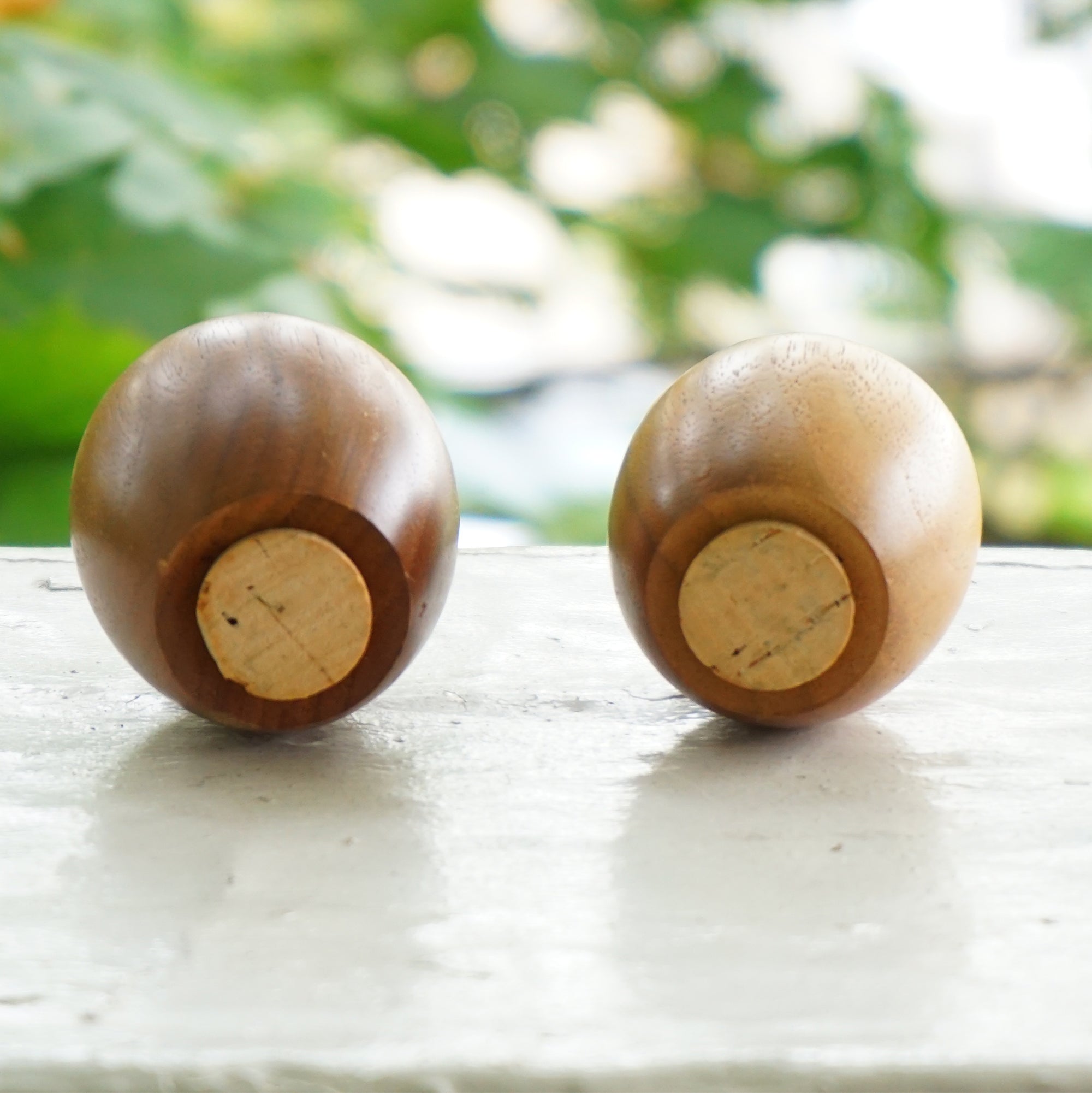 Vintage Wooden Apple Salt and Pepper Shakers. Made in Portugal.