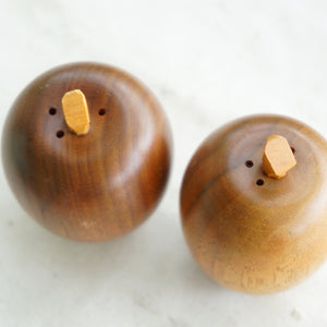 Vintage Wooden Apple Salt and Pepper Shakers. Made in Portugal.