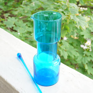 Mid-Century Aqua Blue Glass Cocktail Pitcher and Teardrop Stirrer –  Sustainable Deco, Inc.