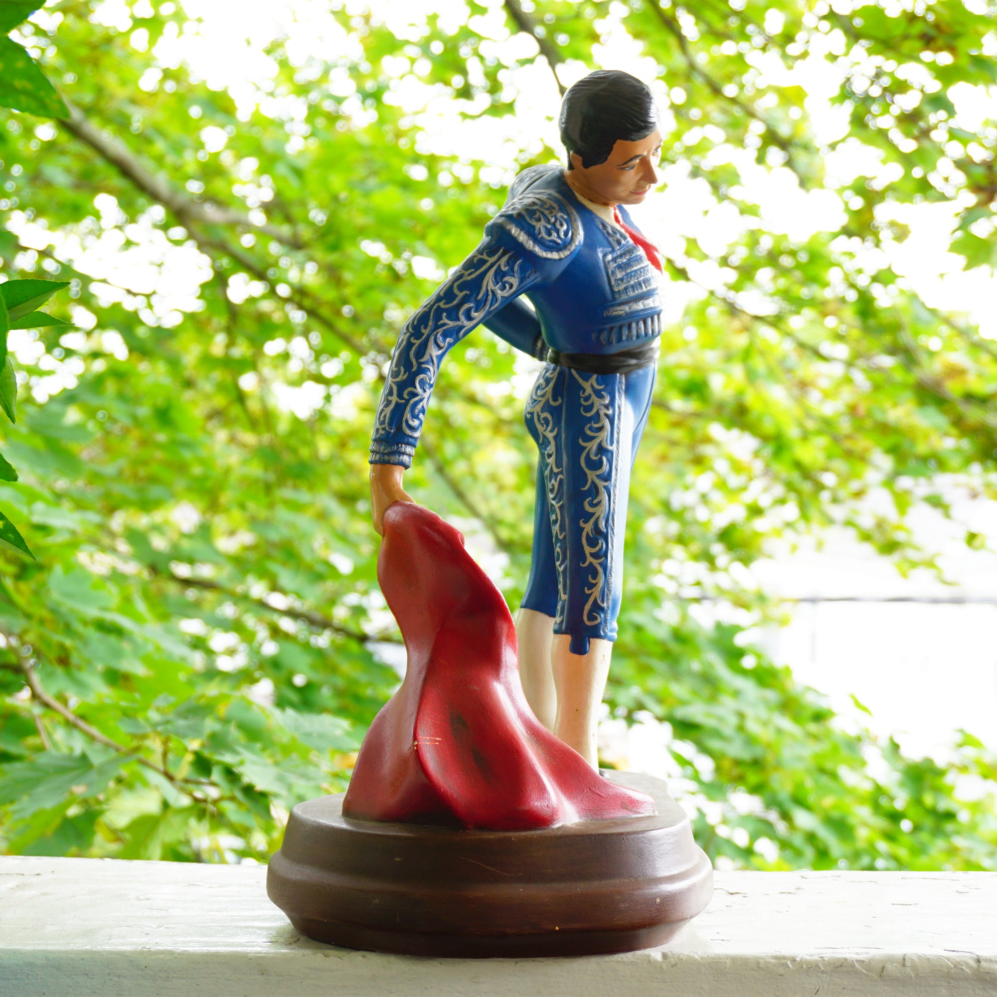 1973 Vintage L. HANEY Large Ceramic Matador Statue. Hand Painted Bullfighter, Spanish Decor.
