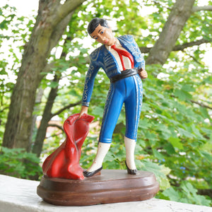 1973 Vintage L. HANEY Large Ceramic Matador Statue. Hand Painted Bullfighter, Spanish Decor.