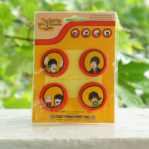 2009 THE BEATLES Yellow Submarine 4 Button Badge Pack: Lennon, McCartney, Harrison, Starr. 1.5" each.