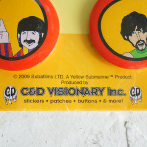 2009 THE BEATLES Yellow Submarine 4 Button Badge Pack: Lennon, McCartney, Harrison, Starr. 1.5" each.