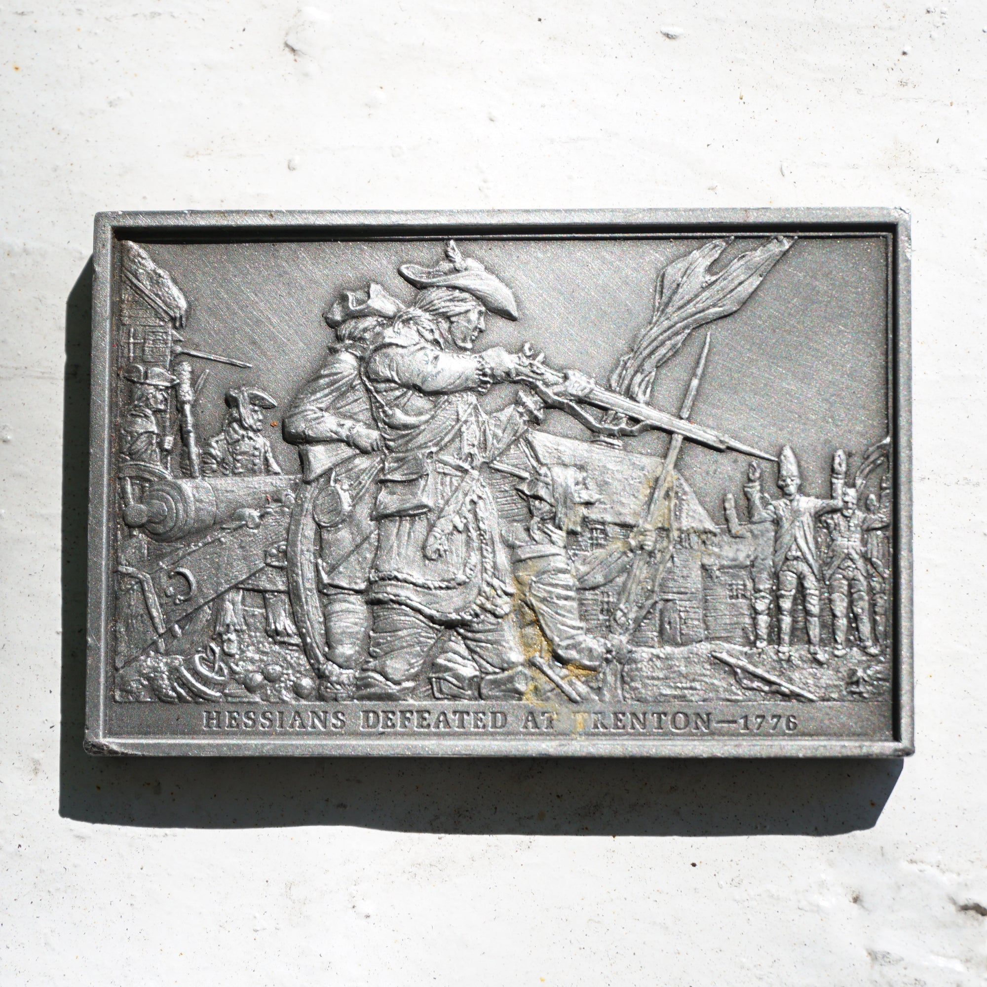 1976 Vintage American Revolution Bicentennial-Hessians Defeated at Trenton 1776. 200th Anniversary Fine Pewter Plaque. Issue No. 2.