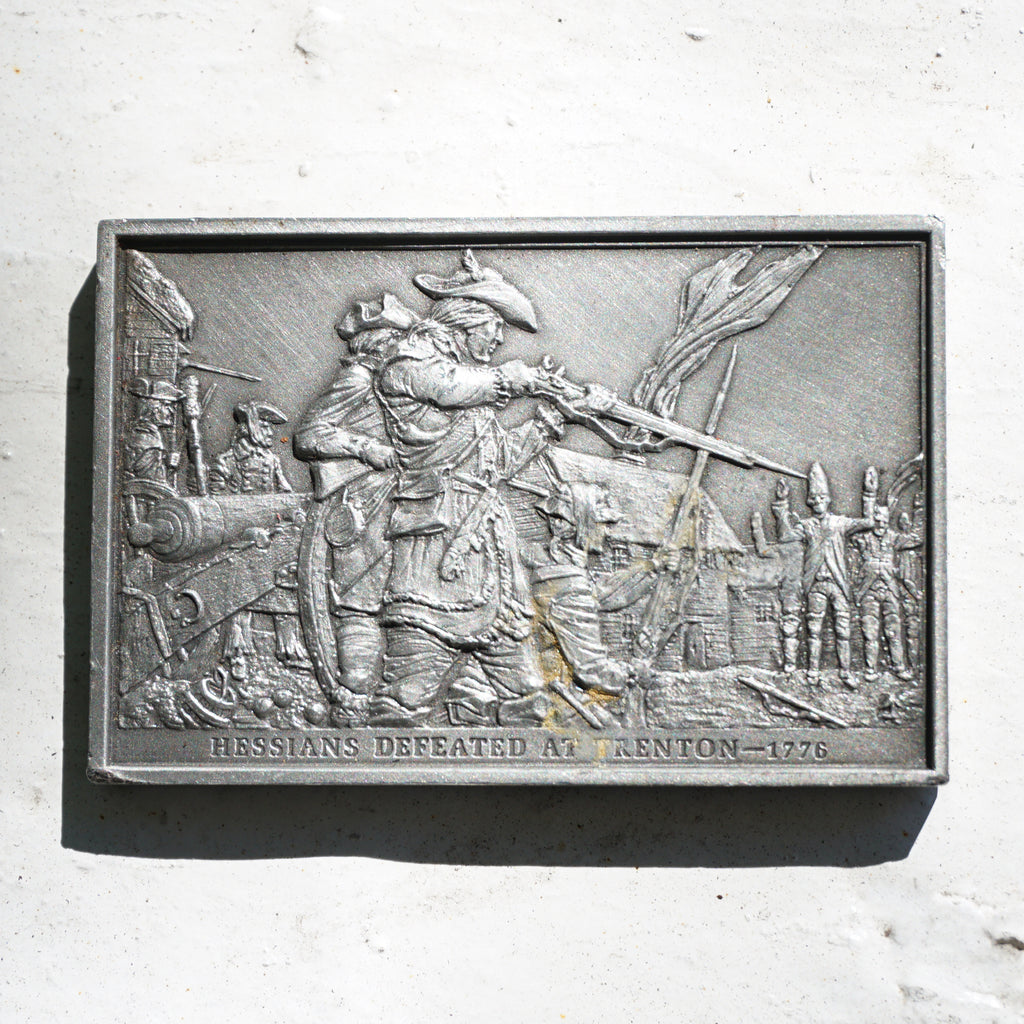 1976 Vintage American Revolution Bicentennial-Hessians Defeated at Trenton 1776. 200th Anniversary Fine Pewter Plaque. Issue No. 2.