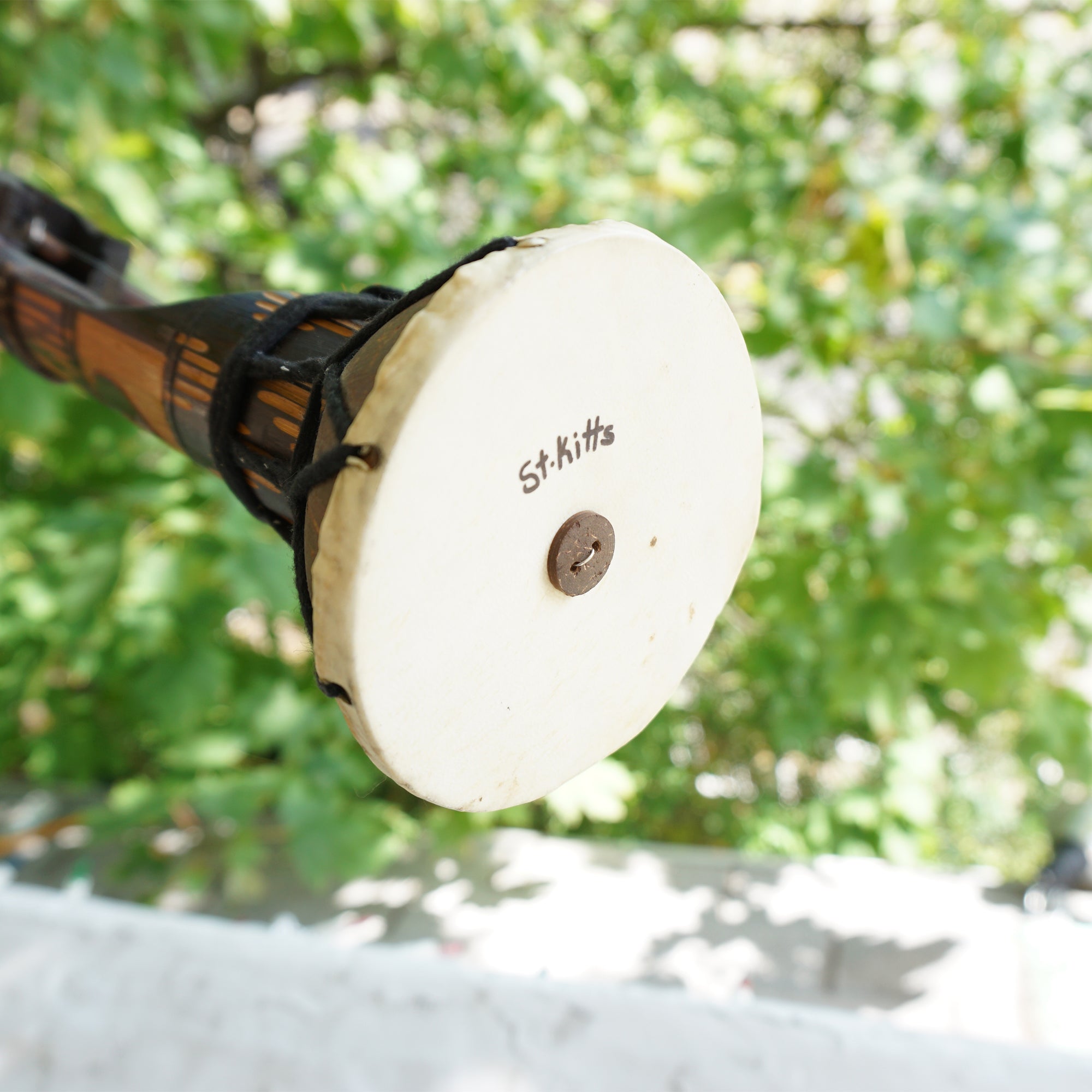 Vintage ST. KITTS Indigenous Musical Instrument with Real Leather Drum Part and String. Nice Gift.